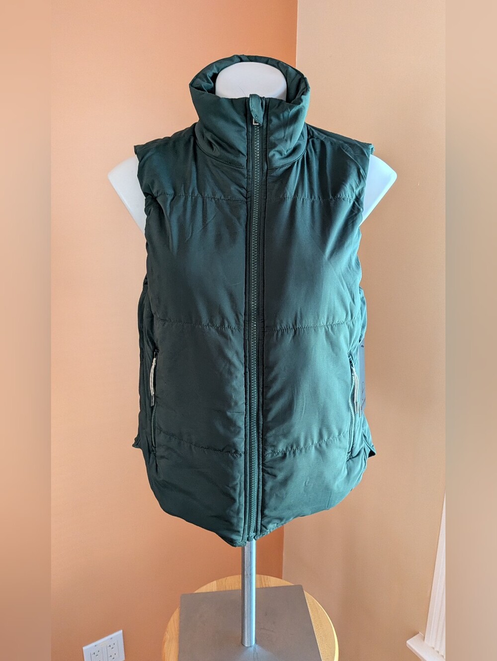 NEW 90 DEGREE By Reflex Women's Puffer Vest - Dark Green Size M